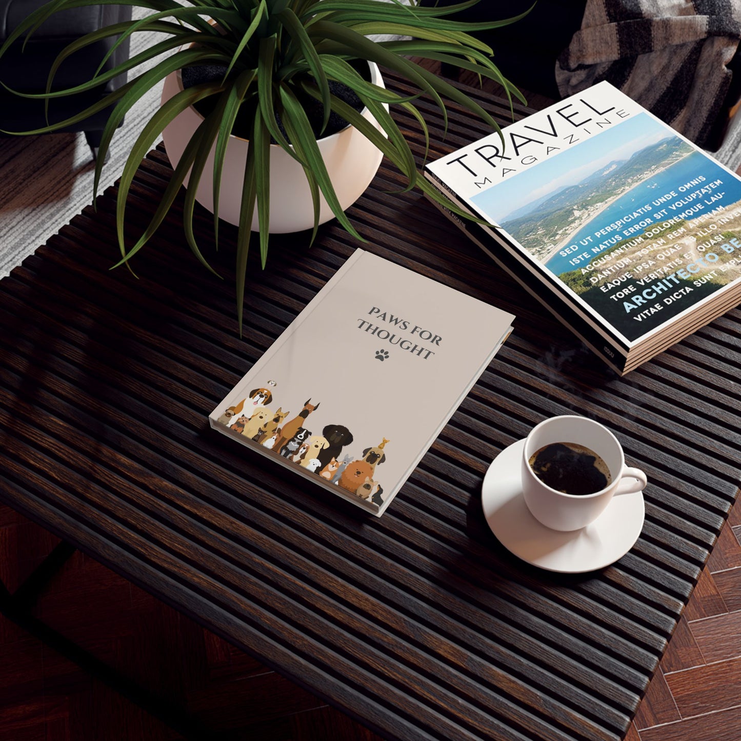 The Woof Pack Collection: 'Paws for Thought' Hard Back Notebook (Almond)