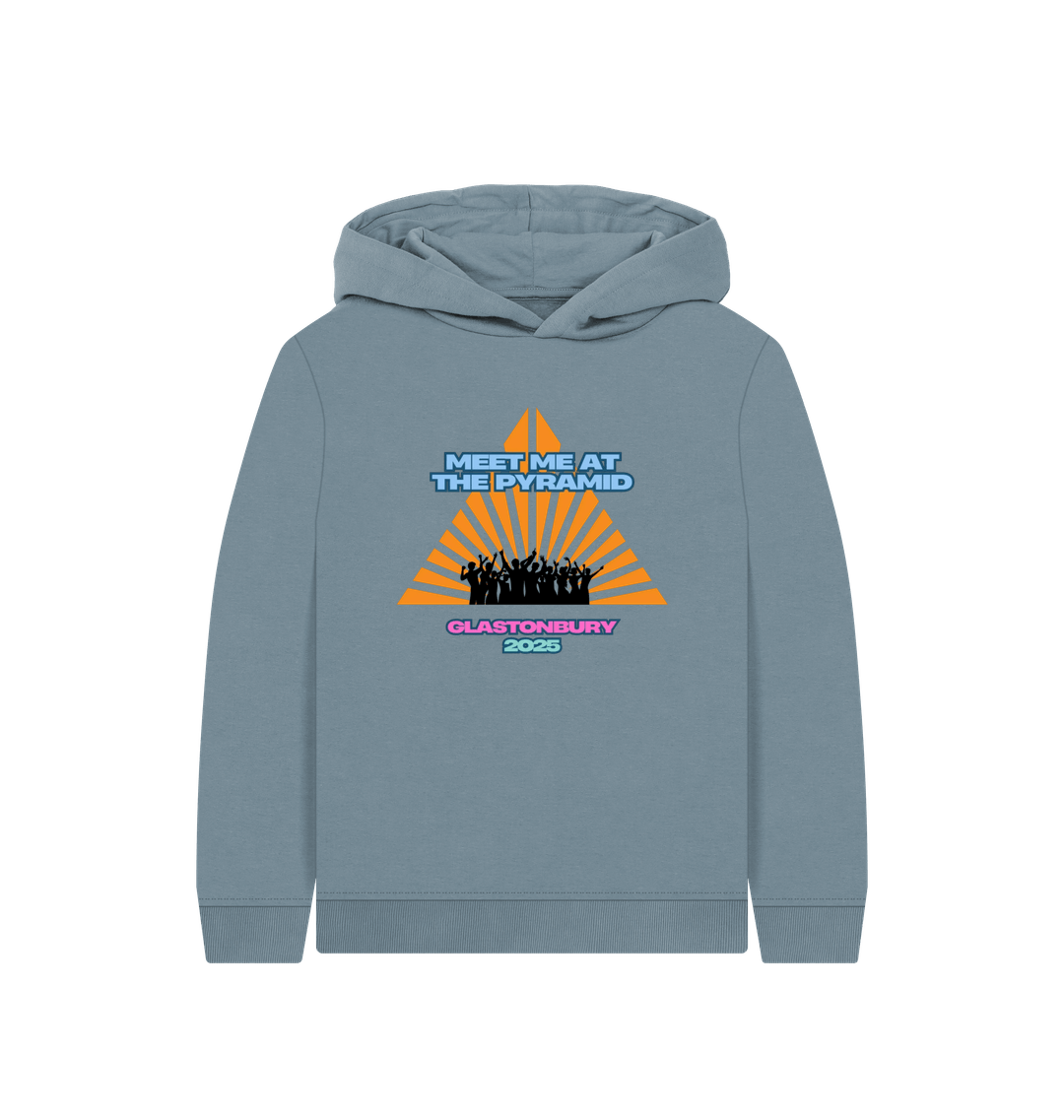 Stone Blue Printed Kids Hoodie