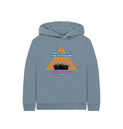 Stone Blue Printed Kids Hoodie