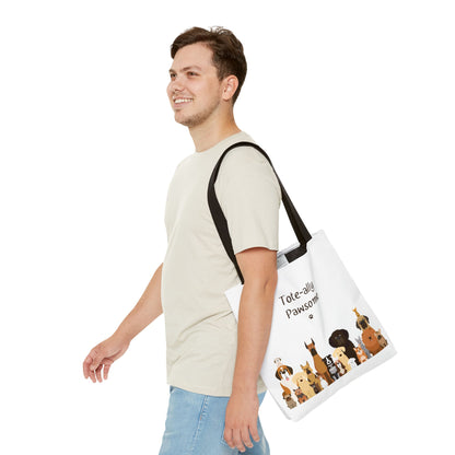The Woof Pack Collection: Tote-ally Pawsome Tote Bag (White)