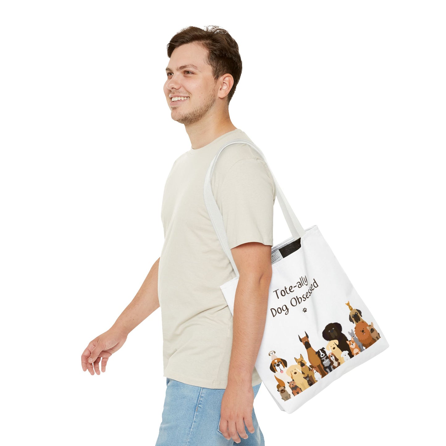 The Woof Pack Collection: Tote-ally Dog Obsessed Tote Bag (White)
