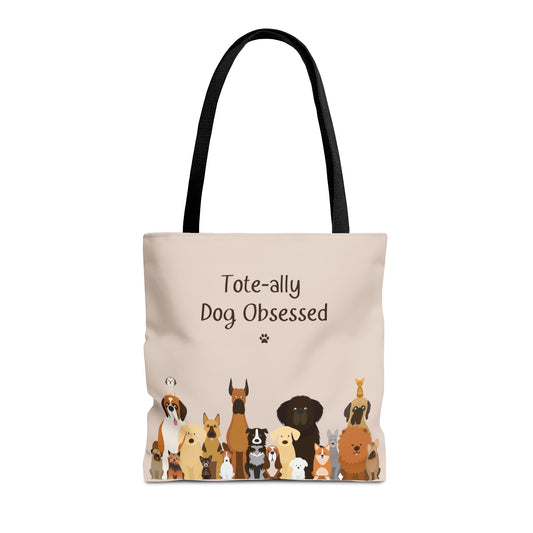 The Woof Pack Collection: Tote-ally Dog Obsessed Tote Bag (Almond)