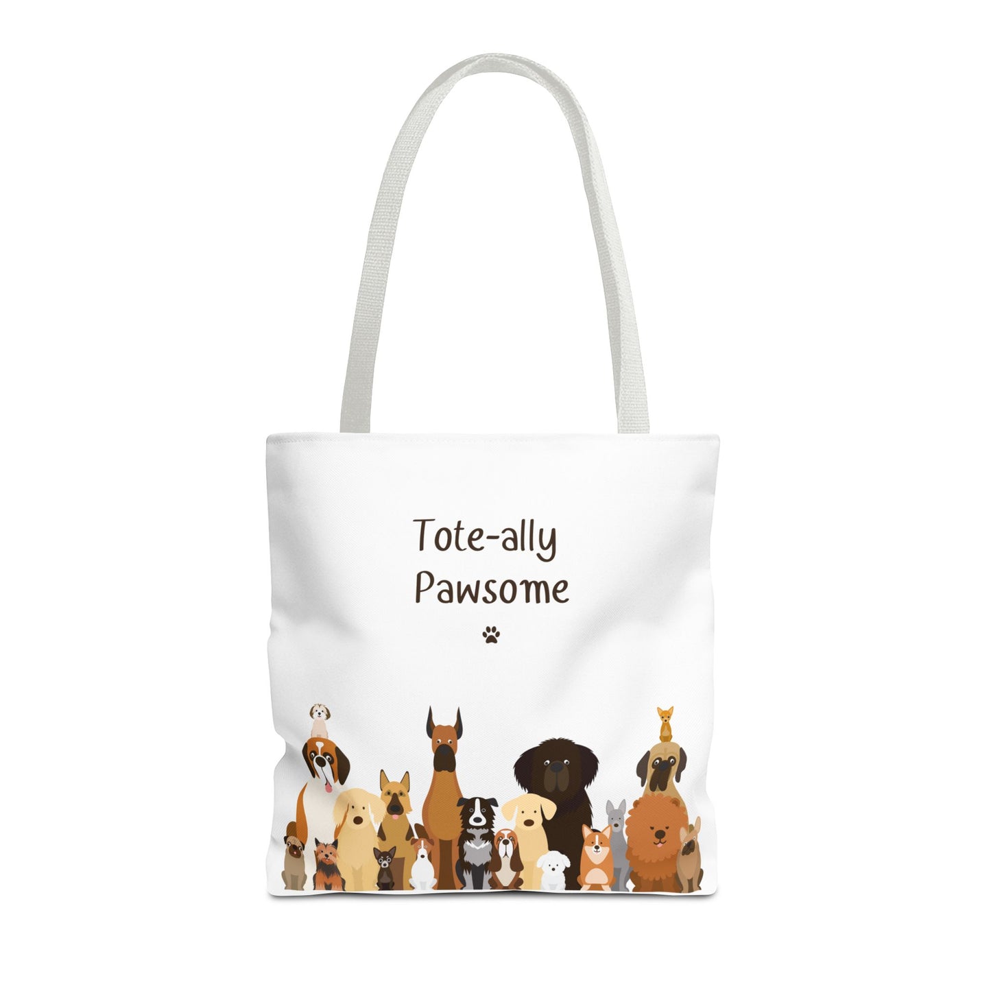 The Woof Pack Collection: Tote-ally Pawsome Tote Bag (White)