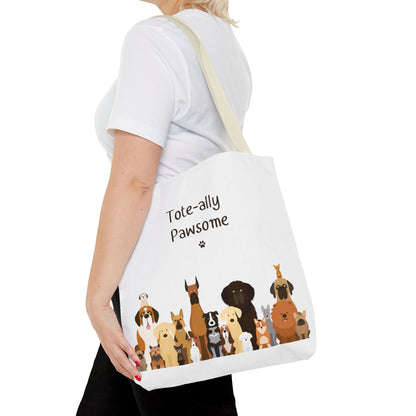 The Woof Pack Collection: Tote-ally Pawsome Tote Bag (White)