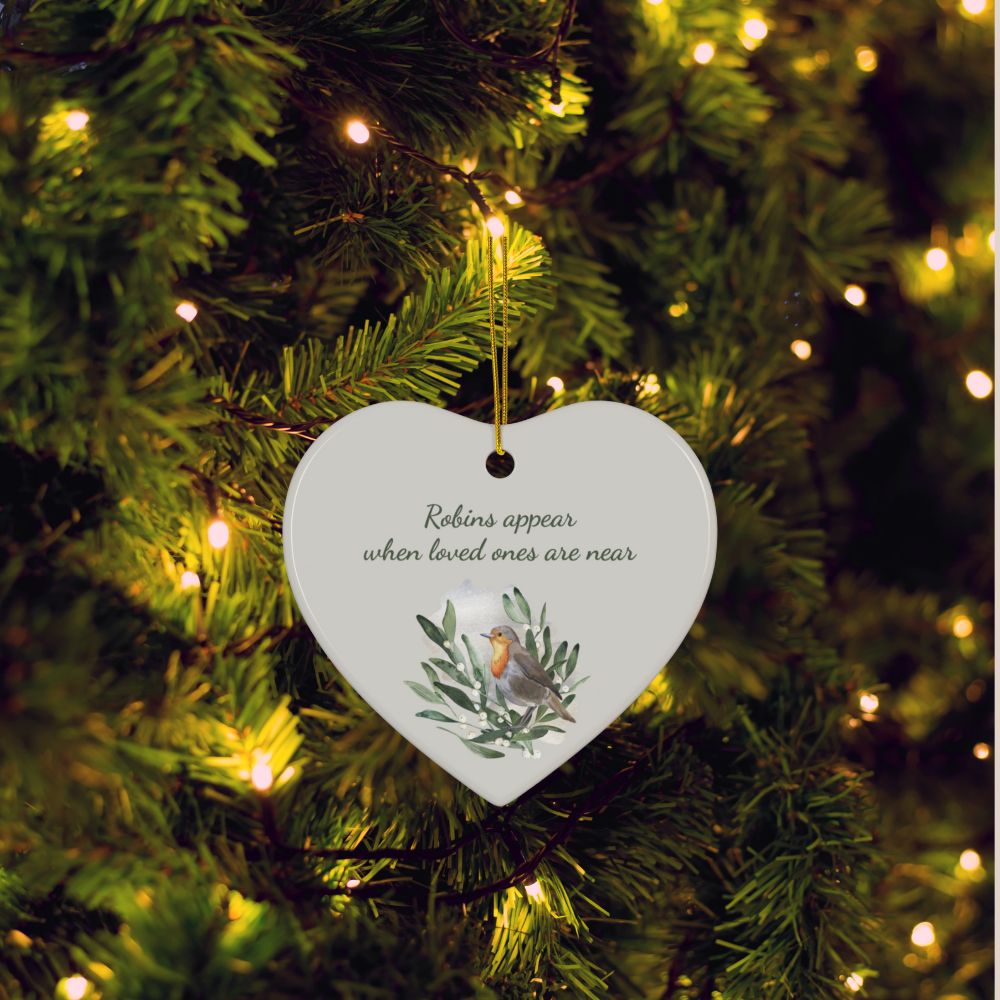 Robins Appear Memory: Double Sided Christmas Ornament