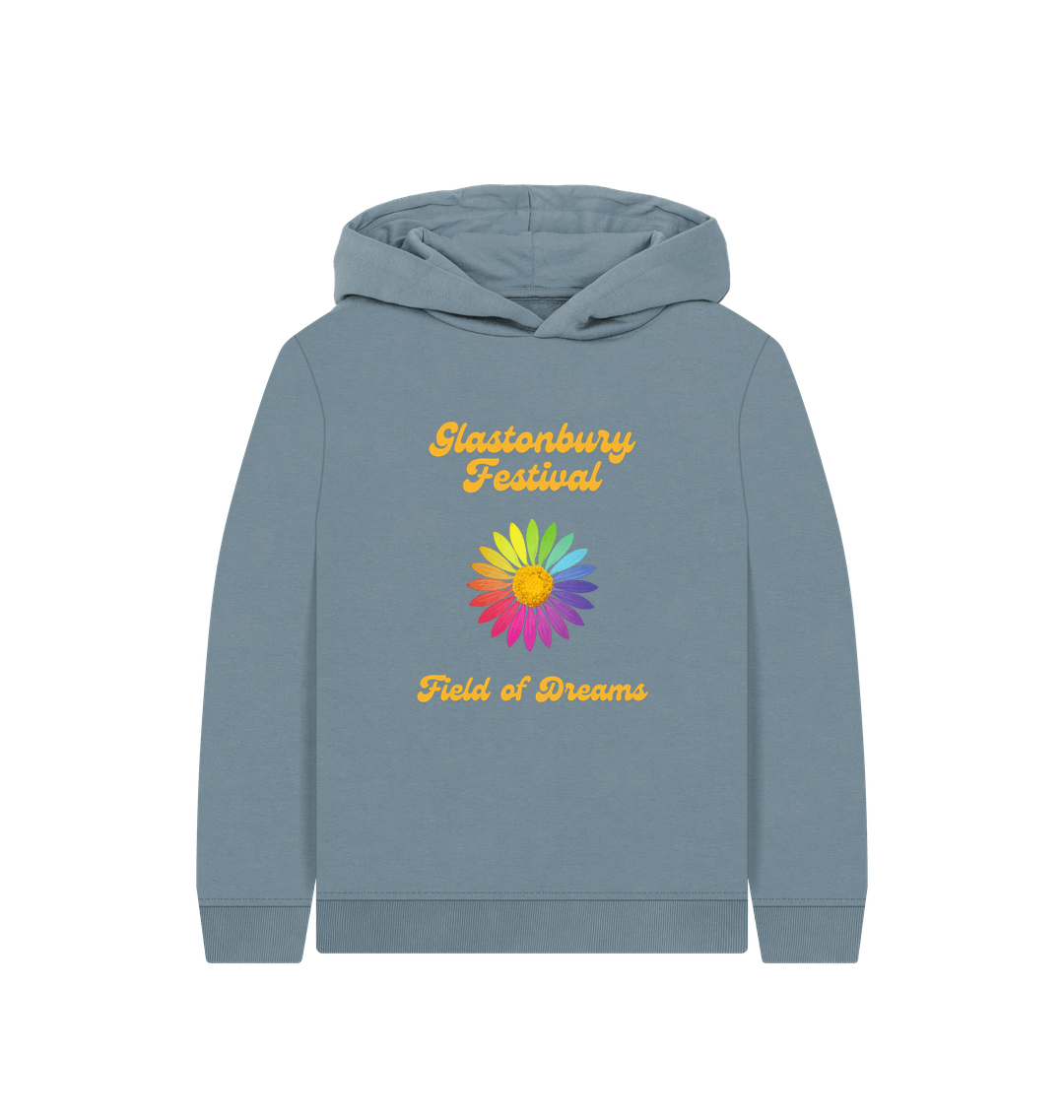 Stone Blue Printed Kids Hoodie