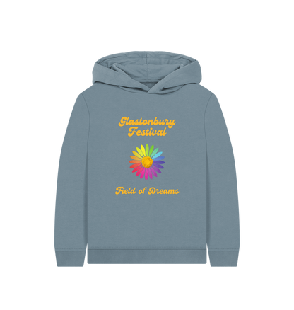 Stone Blue Printed Kids Hoodie