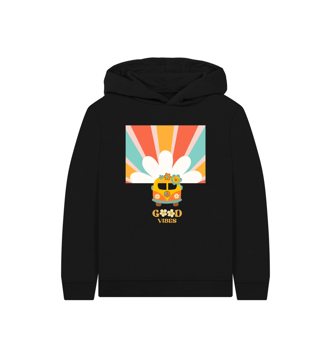 Black Printed Kids Hoodie