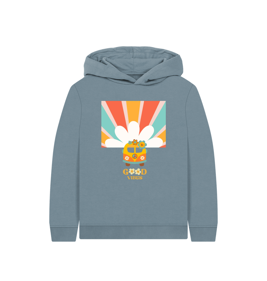 Stone Blue Printed Kids Hoodie