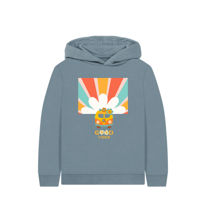 Stone Blue Printed Kids Hoodie