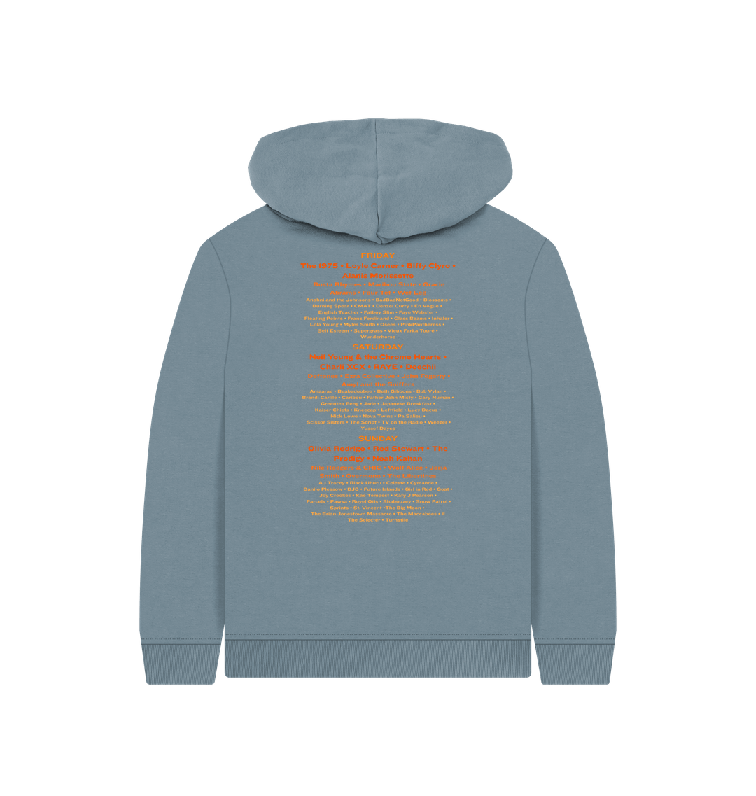 Stone Blue Printed Kids Hoodie