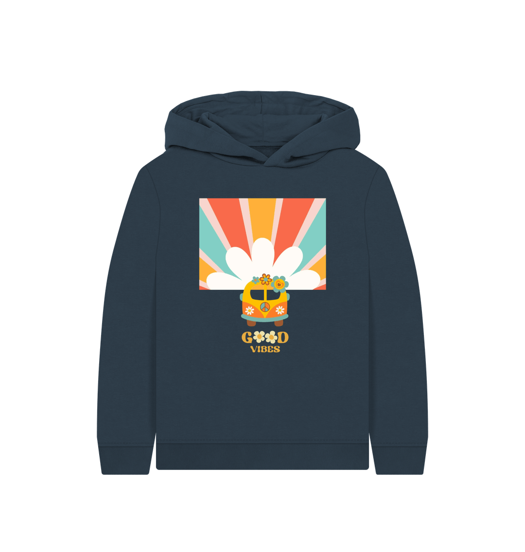 Navy Blue Printed Kids Hoodie