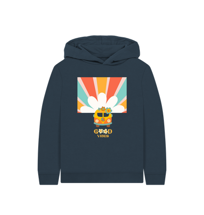 Navy Blue Printed Kids Hoodie